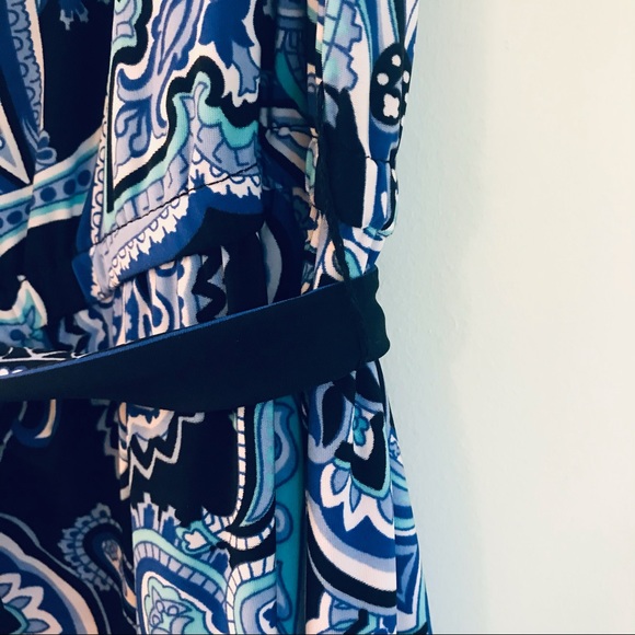 INC Blue Paisley Cowl Neck Sleeveless Dress - Picture 7 of 8